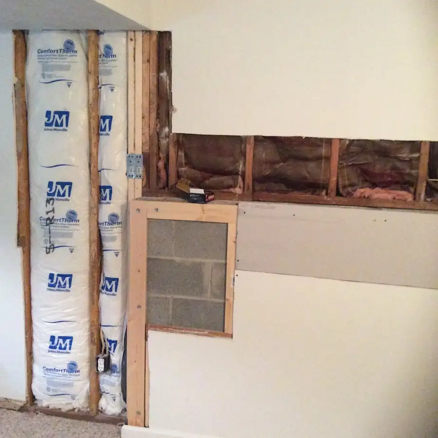 Wall insulation replacement during Basement Flood Cleanup in Albertville